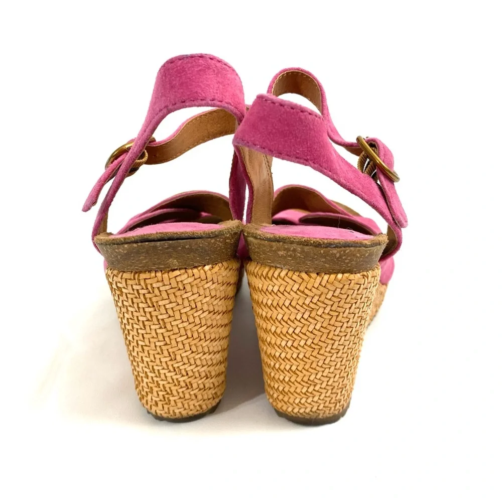 Sofft Wedge Platform Sandals 8 M Pink Suede Open Toe Ankle Strap - Picture 8 of 10